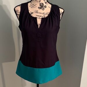Sleeveless Black and Teal Women's Top